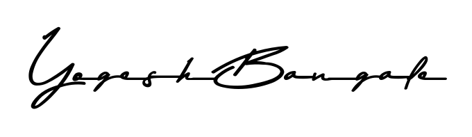 You can use this online signature creator to create a handwritten signature for the name Yogesh Bangale. This is the best online autograph maker. Yogesh Bangale signature style 9 images and pictures png