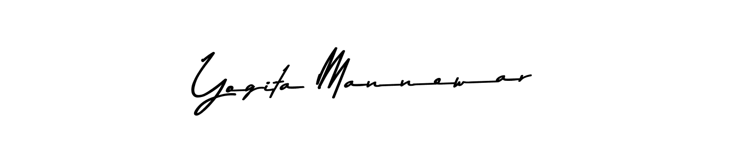 How to make Yogita Mannewar name signature. Use Asem Kandis PERSONAL USE style for creating short signs online. This is the latest handwritten sign. Yogita Mannewar signature style 9 images and pictures png