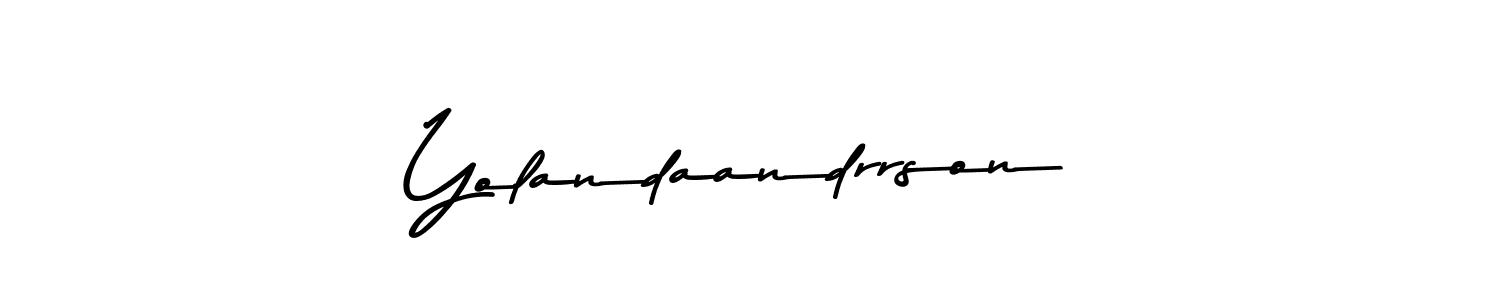 Create a beautiful signature design for name Yolandaandrrson. With this signature (Asem Kandis PERSONAL USE) fonts, you can make a handwritten signature for free. Yolandaandrrson signature style 9 images and pictures png