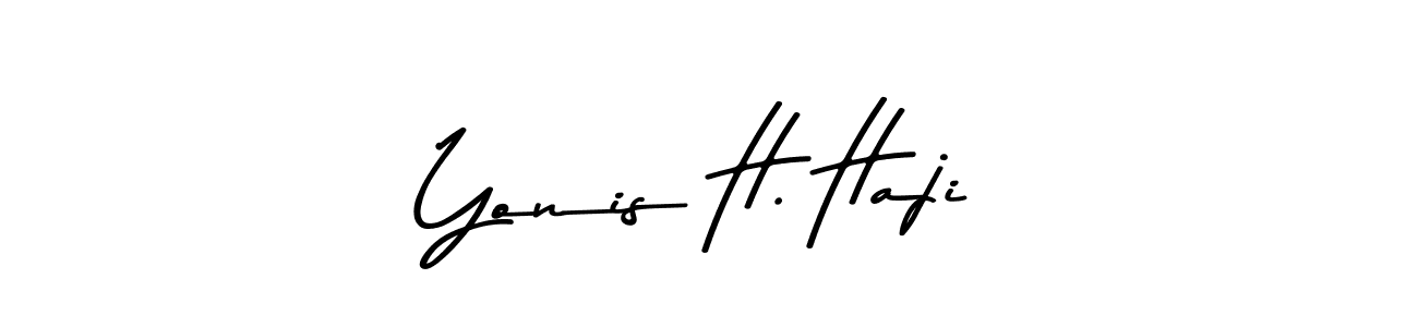 This is the best signature style for the Yonis H. Haji name. Also you like these signature font (Asem Kandis PERSONAL USE). Mix name signature. Yonis H. Haji signature style 9 images and pictures png
