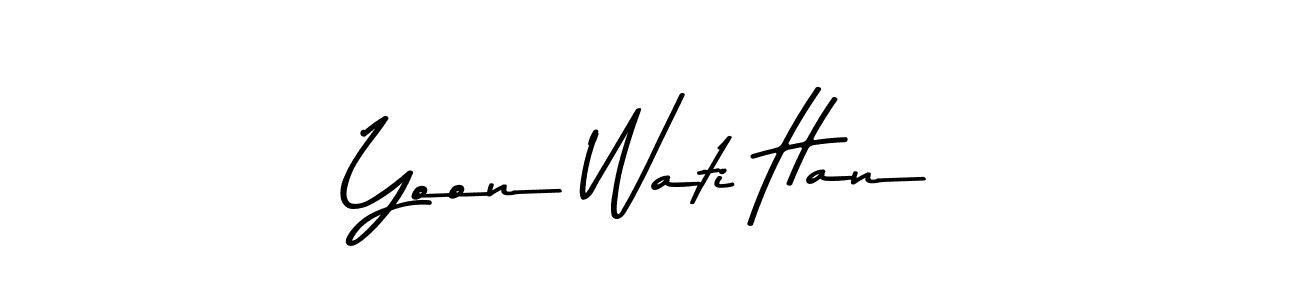 The best way (Asem Kandis PERSONAL USE) to make a short signature is to pick only two or three words in your name. The name Yoon Wati Han include a total of six letters. For converting this name. Yoon Wati Han signature style 9 images and pictures png