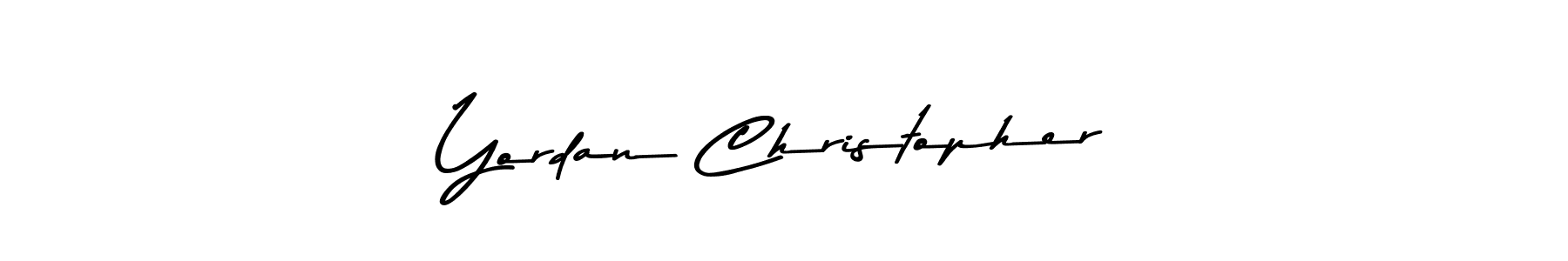 How to make Yordan Christopher name signature. Use Asem Kandis PERSONAL USE style for creating short signs online. This is the latest handwritten sign. Yordan Christopher signature style 9 images and pictures png