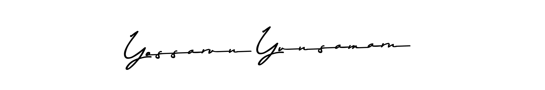 The best way (Asem Kandis PERSONAL USE) to make a short signature is to pick only two or three words in your name. The name Yossarun Yunsamarn include a total of six letters. For converting this name. Yossarun Yunsamarn signature style 9 images and pictures png