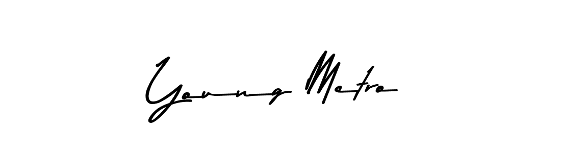 How to make Young Metro name signature. Use Asem Kandis PERSONAL USE style for creating short signs online. This is the latest handwritten sign. Young Metro signature style 9 images and pictures png