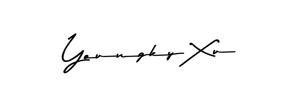 Make a beautiful signature design for name Youngky Xu. With this signature (Asem Kandis PERSONAL USE) style, you can create a handwritten signature for free. Youngky Xu signature style 9 images and pictures png