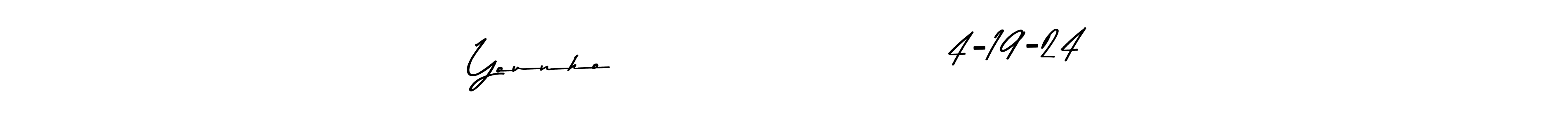 Make a beautiful signature design for name Younho                         4-19-24. With this signature (Asem Kandis PERSONAL USE) style, you can create a handwritten signature for free. Younho                         4-19-24 signature style 9 images and pictures png
