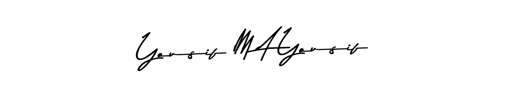 How to make Yousif M A Yousif name signature. Use Asem Kandis PERSONAL USE style for creating short signs online. This is the latest handwritten sign. Yousif M A Yousif signature style 9 images and pictures png