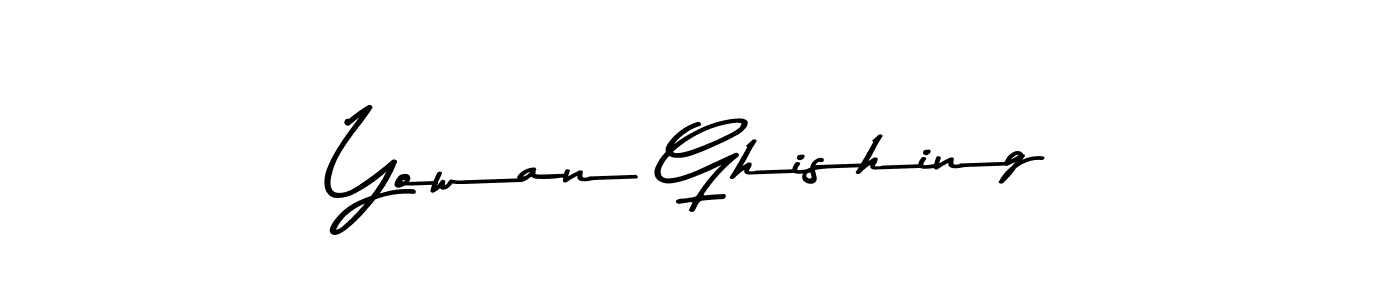How to make Yowan Ghishing name signature. Use Asem Kandis PERSONAL USE style for creating short signs online. This is the latest handwritten sign. Yowan Ghishing signature style 9 images and pictures png