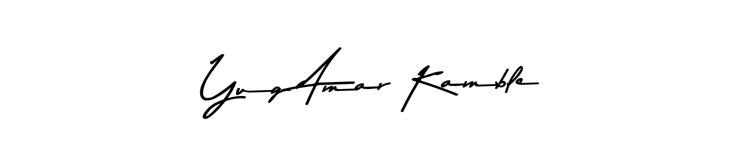 The best way (Asem Kandis PERSONAL USE) to make a short signature is to pick only two or three words in your name. The name Yug Amar Kamble include a total of six letters. For converting this name. Yug Amar Kamble signature style 9 images and pictures png