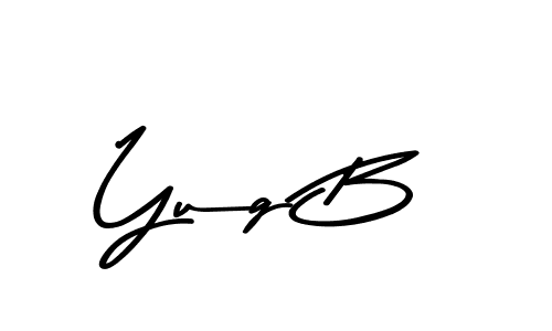 How to make Yug B name signature. Use Asem Kandis PERSONAL USE style for creating short signs online. This is the latest handwritten sign. Yug B signature style 9 images and pictures png