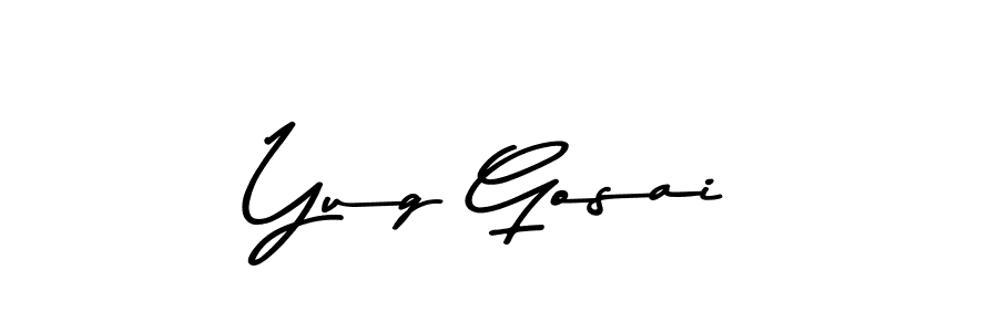 if you are searching for the best signature style for your name Yug Gosai. so please give up your signature search. here we have designed multiple signature styles  using Asem Kandis PERSONAL USE. Yug Gosai signature style 9 images and pictures png