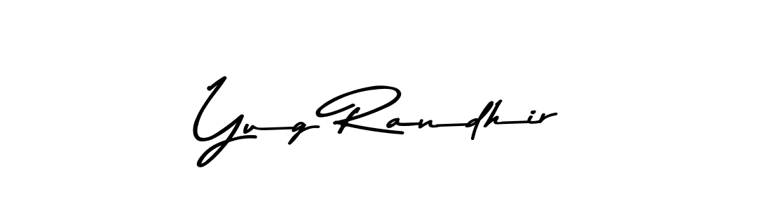 The best way (Asem Kandis PERSONAL USE) to make a short signature is to pick only two or three words in your name. The name Yug Randhir include a total of six letters. For converting this name. Yug Randhir signature style 9 images and pictures png