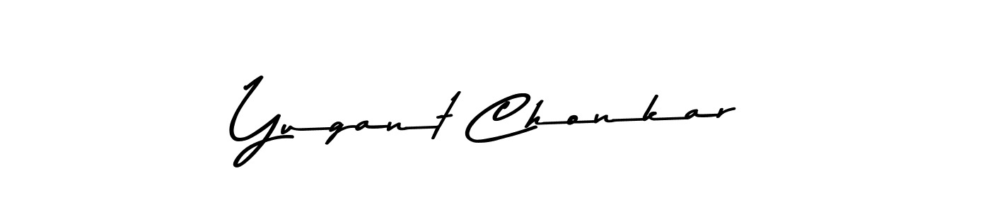 Make a beautiful signature design for name Yugant Chonkar. With this signature (Asem Kandis PERSONAL USE) style, you can create a handwritten signature for free. Yugant Chonkar signature style 9 images and pictures png