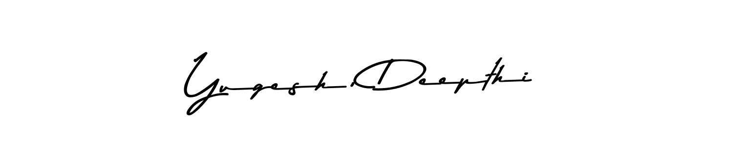 How to make Yugesh, Deepthi name signature. Use Asem Kandis PERSONAL USE style for creating short signs online. This is the latest handwritten sign. Yugesh, Deepthi signature style 9 images and pictures png