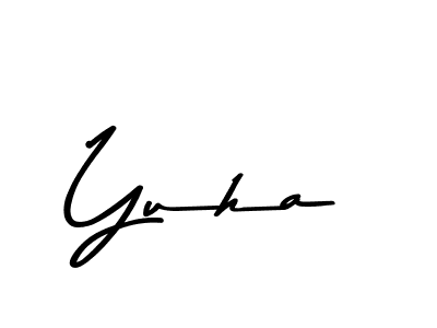 How to make Yuha name signature. Use Asem Kandis PERSONAL USE style for creating short signs online. This is the latest handwritten sign. Yuha signature style 9 images and pictures png