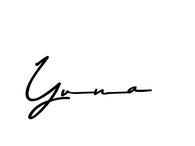 Create a beautiful signature design for name Yuna. With this signature (Asem Kandis PERSONAL USE) fonts, you can make a handwritten signature for free. Yuna signature style 9 images and pictures png