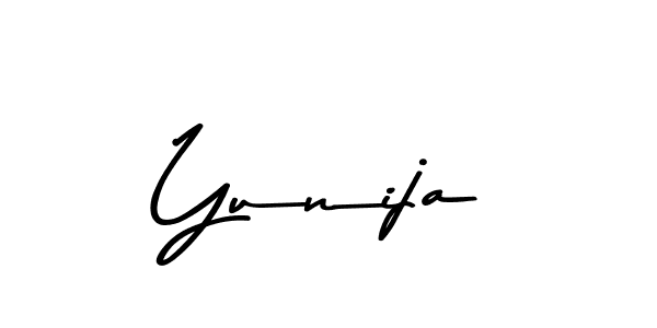 How to make Yunija name signature. Use Asem Kandis PERSONAL USE style for creating short signs online. This is the latest handwritten sign. Yunija signature style 9 images and pictures png