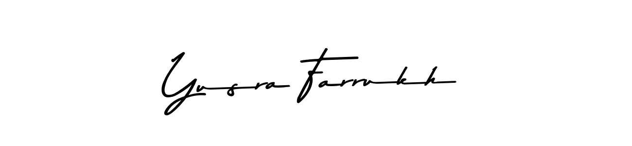 How to make Yusra Farrukh name signature. Use Asem Kandis PERSONAL USE style for creating short signs online. This is the latest handwritten sign. Yusra Farrukh signature style 9 images and pictures png