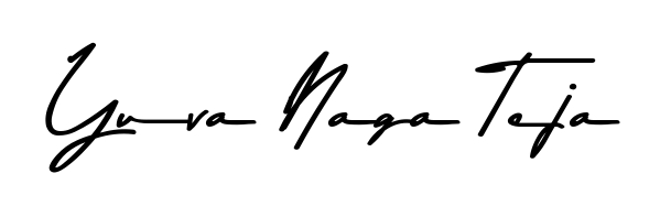 The Asem Kandis PERSONAL USE handwriting style adds charm and authenticity to name Yuva Naga Teja. A wonderful choice for personal thank-you notes. Yuva Naga Teja signature style 9 images and pictures png