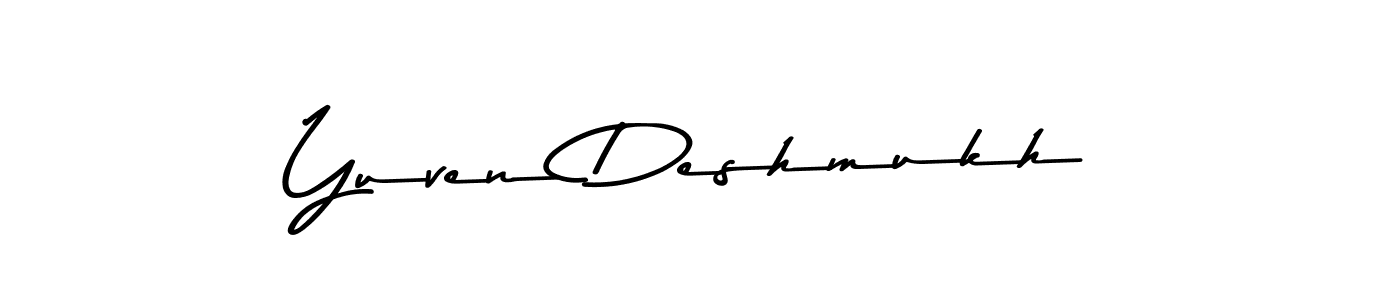 How to make Yuven Deshmukh name signature. Use Asem Kandis PERSONAL USE style for creating short signs online. This is the latest handwritten sign. Yuven Deshmukh signature style 9 images and pictures png