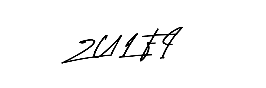 How to make Z U L F I name signature. Use Asem Kandis PERSONAL USE style for creating short signs online. This is the latest handwritten sign. Z U L F I signature style 9 images and pictures png