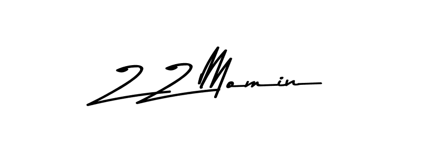 How to make Z Z Momin name signature. Use Asem Kandis PERSONAL USE style for creating short signs online. This is the latest handwritten sign. Z Z Momin signature style 9 images and pictures png