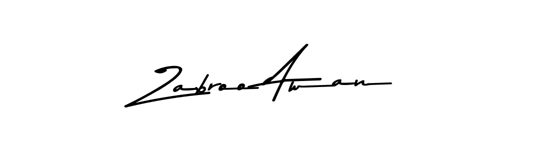 Zabroo Awan stylish signature style. Best Handwritten Sign (Asem Kandis PERSONAL USE) for my name. Handwritten Signature Collection Ideas for my name Zabroo Awan. Zabroo Awan signature style 9 images and pictures png