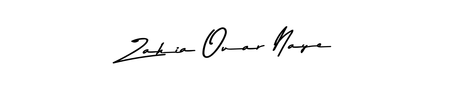 How to make Zahia Ouar Naye name signature. Use Asem Kandis PERSONAL USE style for creating short signs online. This is the latest handwritten sign. Zahia Ouar Naye signature style 9 images and pictures png