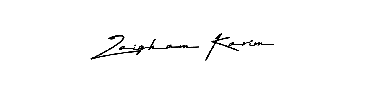 How to make Zaigham Karim name signature. Use Asem Kandis PERSONAL USE style for creating short signs online. This is the latest handwritten sign. Zaigham Karim signature style 9 images and pictures png