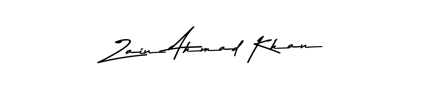Make a beautiful signature design for name Zain Ahmad Khan. With this signature (Asem Kandis PERSONAL USE) style, you can create a handwritten signature for free. Zain Ahmad Khan signature style 9 images and pictures png