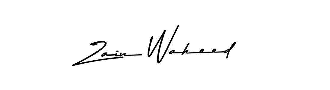 How to make Zain Waheed name signature. Use Asem Kandis PERSONAL USE style for creating short signs online. This is the latest handwritten sign. Zain Waheed signature style 9 images and pictures png