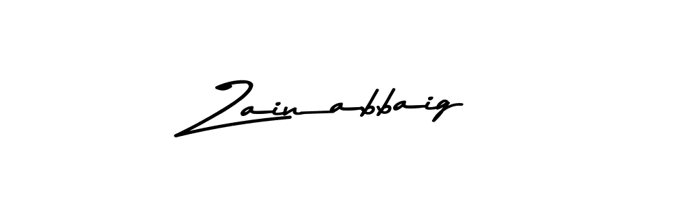 Make a beautiful signature design for name Zainabbaig. With this signature (Asem Kandis PERSONAL USE) style, you can create a handwritten signature for free. Zainabbaig signature style 9 images and pictures png