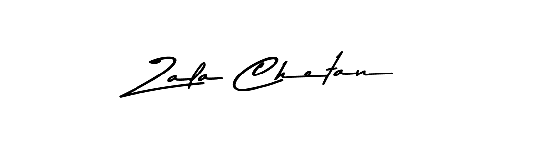 How to make Zala Chetan name signature. Use Asem Kandis PERSONAL USE style for creating short signs online. This is the latest handwritten sign. Zala Chetan signature style 9 images and pictures png