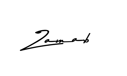 Use a signature maker to create a handwritten signature online. With this signature software, you can design (Asem Kandis PERSONAL USE) your own signature for name Zamab. Zamab signature style 9 images and pictures png