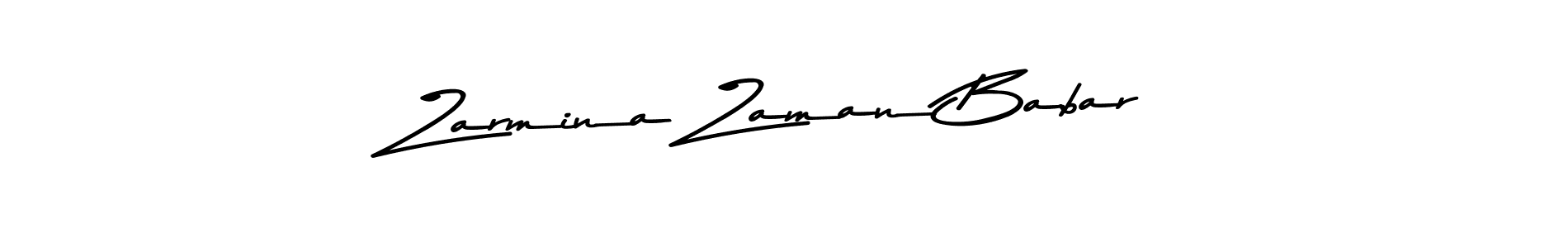 How to make Zarmina Zaman Babar name signature. Use Asem Kandis PERSONAL USE style for creating short signs online. This is the latest handwritten sign. Zarmina Zaman Babar signature style 9 images and pictures png