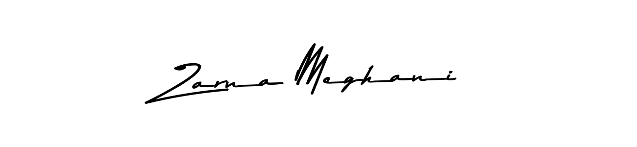Create a beautiful signature design for name Zarna Meghani. With this signature (Asem Kandis PERSONAL USE) fonts, you can make a handwritten signature for free. Zarna Meghani signature style 9 images and pictures png