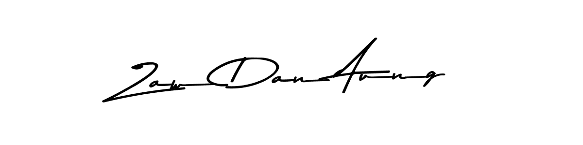 How to make Zaw Dan Aung name signature. Use Asem Kandis PERSONAL USE style for creating short signs online. This is the latest handwritten sign. Zaw Dan Aung signature style 9 images and pictures png