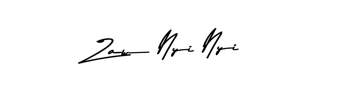 Make a beautiful signature design for name Zaw Nyi Nyi. With this signature (Asem Kandis PERSONAL USE) style, you can create a handwritten signature for free. Zaw Nyi Nyi signature style 9 images and pictures png