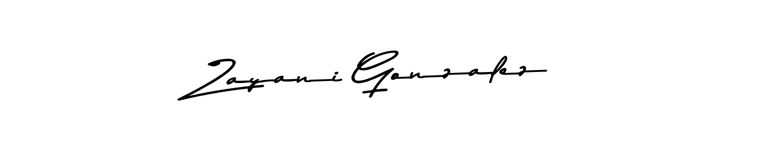 Make a beautiful signature design for name Zayani Gonzalez. With this signature (Asem Kandis PERSONAL USE) style, you can create a handwritten signature for free. Zayani Gonzalez signature style 9 images and pictures png