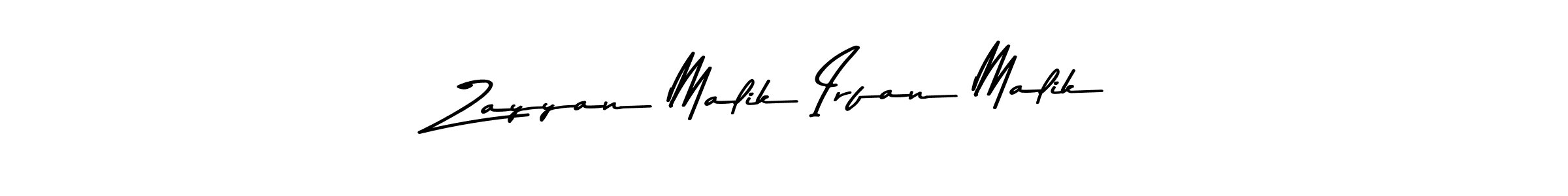 Make a beautiful signature design for name Zayyan Malik Irfan Malik. With this signature (Asem Kandis PERSONAL USE) style, you can create a handwritten signature for free. Zayyan Malik Irfan Malik signature style 9 images and pictures png