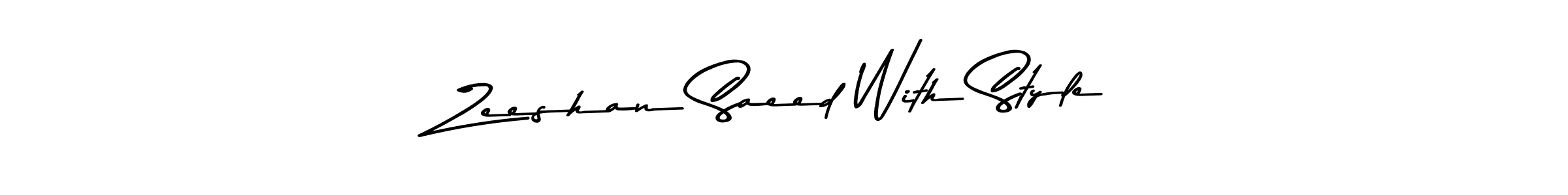 Create a beautiful signature design for name Zeeshan Saeed With Style. With this signature (Asem Kandis PERSONAL USE) fonts, you can make a handwritten signature for free. Zeeshan Saeed With Style signature style 9 images and pictures png
