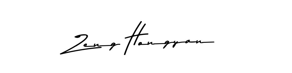 Make a beautiful signature design for name Zeng Hongyan. With this signature (Asem Kandis PERSONAL USE) style, you can create a handwritten signature for free. Zeng Hongyan signature style 9 images and pictures png