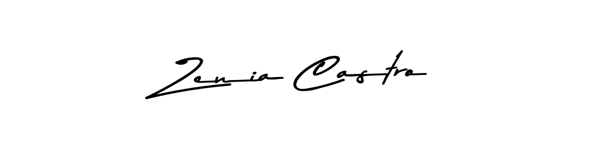 How to make Zenia Castro name signature. Use Asem Kandis PERSONAL USE style for creating short signs online. This is the latest handwritten sign. Zenia Castro signature style 9 images and pictures png