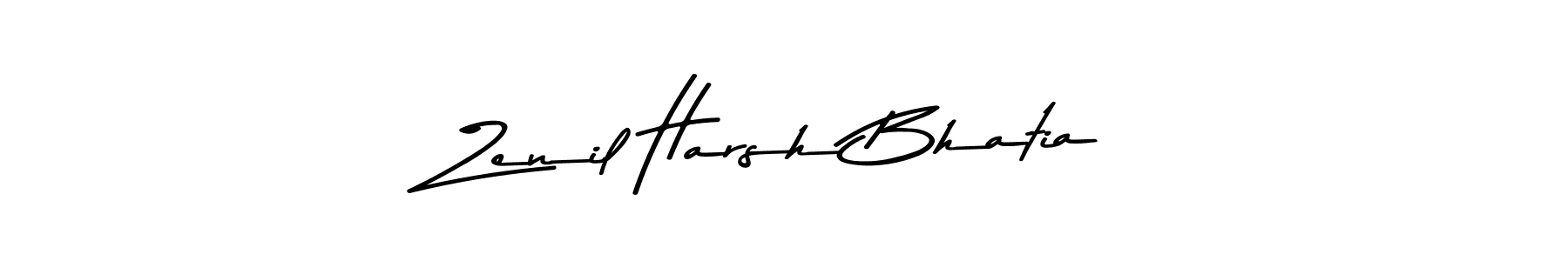 Create a beautiful signature design for name Zenil Harsh Bhatia. With this signature (Asem Kandis PERSONAL USE) fonts, you can make a handwritten signature for free. Zenil Harsh Bhatia signature style 9 images and pictures png