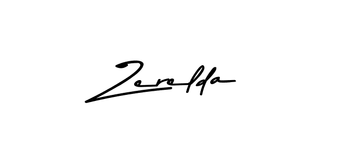 Make a beautiful signature design for name Zerelda. With this signature (Asem Kandis PERSONAL USE) style, you can create a handwritten signature for free. Zerelda signature style 9 images and pictures png