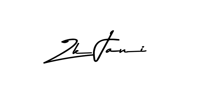 How to make Zk Jani name signature. Use Asem Kandis PERSONAL USE style for creating short signs online. This is the latest handwritten sign. Zk Jani signature style 9 images and pictures png
