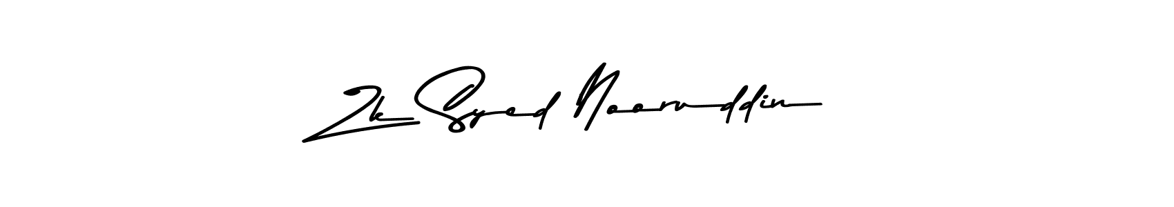 How to make Zk Syed Nooruddin name signature. Use Asem Kandis PERSONAL USE style for creating short signs online. This is the latest handwritten sign. Zk Syed Nooruddin signature style 9 images and pictures png