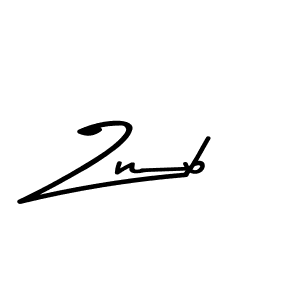 Make a beautiful signature design for name Znb. With this signature (Asem Kandis PERSONAL USE) style, you can create a handwritten signature for free. Znb signature style 9 images and pictures png