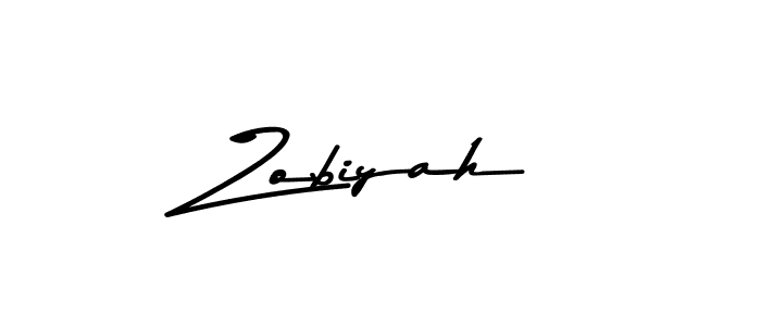 Create a beautiful signature design for name Zobiyah. With this signature (Asem Kandis PERSONAL USE) fonts, you can make a handwritten signature for free. Zobiyah signature style 9 images and pictures png