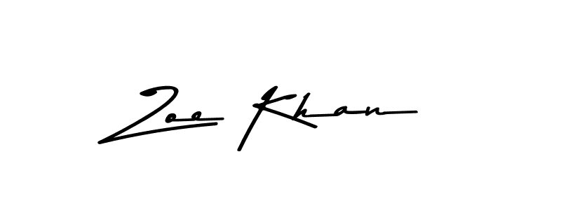 Make a beautiful signature design for name Zoe Khan. With this signature (Asem Kandis PERSONAL USE) style, you can create a handwritten signature for free. Zoe Khan signature style 9 images and pictures png